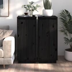 vidaXL 2 db fekete tömör fenyőfa tálalószekrény 31, 5 x 34 x 75 cm (813359)