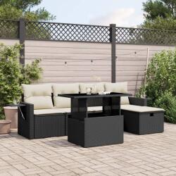 vidaXL 6 részes fekete polyrattan kerti ülőgarnitúra párnákkal (3274966)