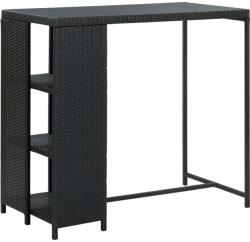 vidaXL fekete polyrattan bárasztal tárolópolccal 120 x 60 x 110 cm (313476)