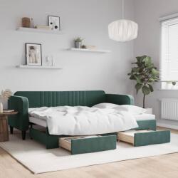 vidaXL sötétzöld kihúzható bársony heverő fiókkal 80 x 200 cm (3197106)