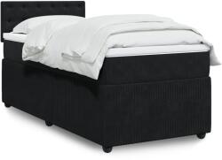 vidaXL fekete bársony rugós ágy matraccal 90 x 200 cm (3289940)