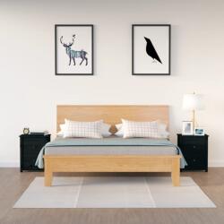 vidaXL 2 darab fekete tömör fenyőfa éjjeliszekrény 50x35x61, 5 cm (813688)
