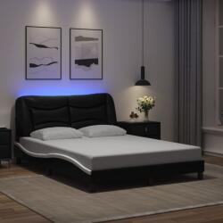 vidaXL fekete és fehér műbőr ágykeret LED-világítással 120 x 200 cm (3213925)