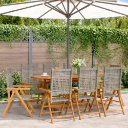 vidaXL 8 db szürke polyrattan és tömör fa dönthető kerti szék (3214525)