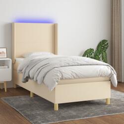 vidaXL krémszínű szövet rugós és LED-es ágy matraccal 100x200 cm (3138698)