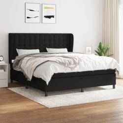 vidaXL fekete szövet rugós ágy matraccal 160x200 cm (3128295)
