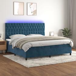 vidaXL sötétkék bársony rugós és LED-es ágy matraccal 200x200 cm (3136327)