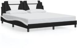 vidaXL fekete és fehér műbőr ágykeret LED-világítással 180 x 200 cm (3214041)