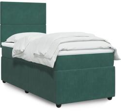 vidaXL sötétzöld bársony rugós ágy matraccal 90x190 cm (3292211)
