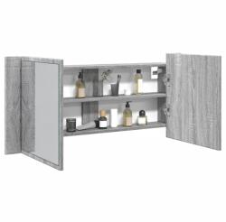 vidaXL szürke sonoma LED-es tükrös fürdőszobaszekrény 100 x 12 x 45 cm (834960)