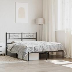 vidaXL fekete fém ágykeret fejtámlával 135 x 190 cm (355266)