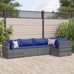 vidaXL 5 részes szürke polyrattan kerti ülőgarnitúra párnákkal (3308095)