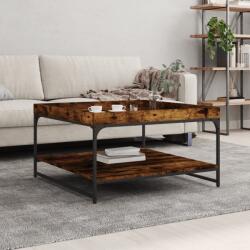 vidaXL füstös tölgy színű szerelt fa és vas dohányzóasztal 80x80x45 cm (832815) - vidaxl