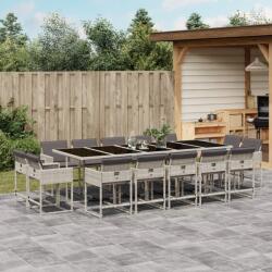 vidaXL 15 részes szürke polyrattan kerti étkezőgarnitúra párnákkal (3278182)