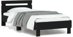 vidaXL fekete ágykeret fejtámlával és LED-világítással 90 x 190 cm (838744)