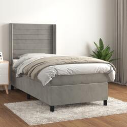 vidaXL világosszürke bársony rugós ágy matraccal 100 x 200 cm (3132723) - vidaxl
