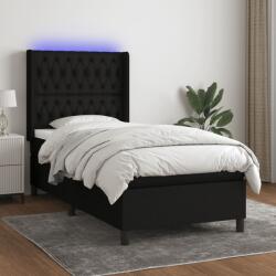 vidaXL fekete szövet rugós és LED-es ágy matraccal 90x190 cm (3138519)