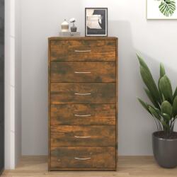 vidaXL füstös tölgy színű szerelt fa komód 6 fiókkal 50 x 34 x 96 cm (815363)