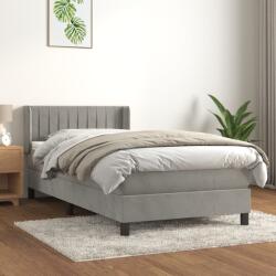 vidaXL világosszürke bársony rugós ágy matraccal 100 x 200 cm (3131063)