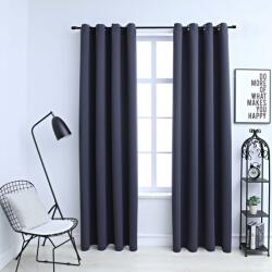 vidaXL 2 db antracitszürke sötétítőfüggöny fémgyűrűkkel 140 x 225 cm (134419) - vidaxl
