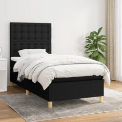 vidaXL fekete szövet rugós ágy matraccal 90x190 cm (3142619)
