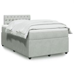 vidaXL világosszürke bársony rugós ágy matraccal 120 x 190 cm (3289992)