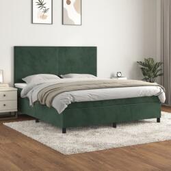 vidaXL sötétzöld bársony rugós ágy matraccal 180x200 cm (3142920)