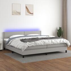vidaXL világosszürke szövet rugós és LED-es ágy matraccal 200x200 cm (3133101)