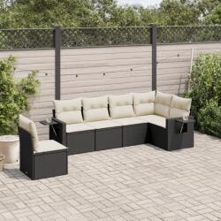 vidaXL 6 részes fekete polyrattan kerti ülőgarnitúra párnákkal (3252563)