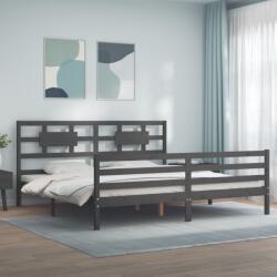 vidaXL szürke tömör fa ágykeret fejtámlával 200 x 200 cm (3194463)