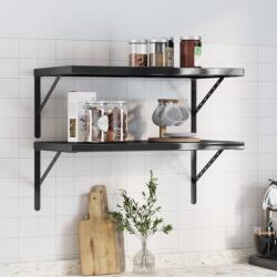 vidaXL 2 db fekete rozsdamentes acél fali polc 75 x 40 x 3 cm (30290)