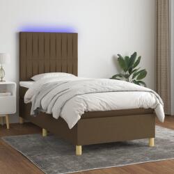 vidaXL barna szövet rugós és LED-es ágy matraccal 80 x 200 cm (3135552)