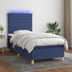 vidaXL kék szövet rugós és LED-es ágy matraccal 90x200 cm (3135491)