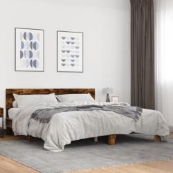 vidaXL füstös tölgy színű szerelt fa és fém ágykeret 180 x 200 cm (3280179)