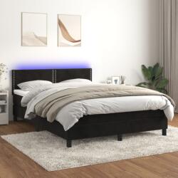 vidaXL fekete bársony rugós és LED-es ágy matraccal 140x190 cm (3134341)