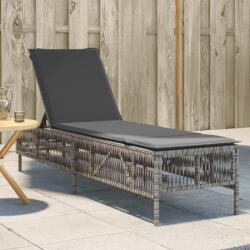 vidaXL szürke polyrattan napozóágy párnával (4002739) - vidaxl
