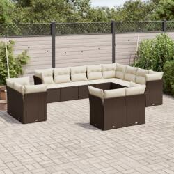 vidaXL 12 részes barna polyrattan kerti ülőgarnitúra párnákkal (3218533)