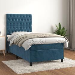 vidaXL sötétkék bársony rugós ágy matraccal 90 x 200 cm (3143185)