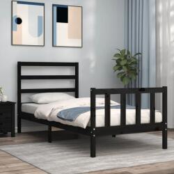 vidaXL fekete tömör fa ágykeret fejtámlával 100 x 200 cm (3191900)