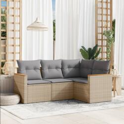 vidaXL 4 részes bézs polyrattan kerti ülőgarnitúra párnákkal (3258335) - vidaxl