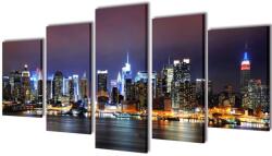 vidaXL Vászon falikép szett színes new york-i Skyline 100 x 50 cm (241550)