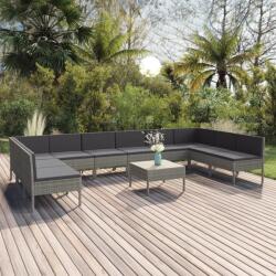 vidaXL 11 részes szürke polyrattan kerti ülőgarnitúra párnákkal (3094602)