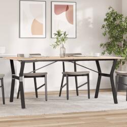 vidaXL tömör fenyőfa és acél étkezőasztal Y-vázzal 180x90x75 cm (3282722)