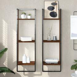 vidaXL 3 szintes barna tölgy színű szerelt fa fali polc 30x25x100 cm (836307)