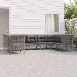 vidaXL 9 részes szürke polyrattan kerti ülőgarnitúra párnákkal (3187566)