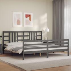 vidaXL szürke tömör fa ágykeret fejtámlával 200 x 200 cm (3193943)