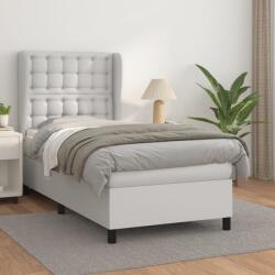 vidaXL fehér műbőr rugós ágy matraccal 90 x 200 cm (3129010)