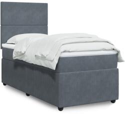 vidaXL sötétszürke bársony rugós ágy matraccal 100 x 200 cm (3292257)
