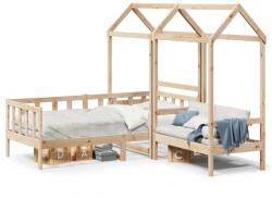 vidaXL tömör fenyőfa kanapéágy és pad tetővel 90 x 200 cm (3282216)