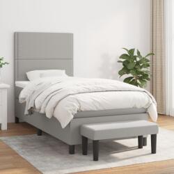 vidaXL világosszürke szövet rugós ágy matraccal 100 x 200 cm (3136493)